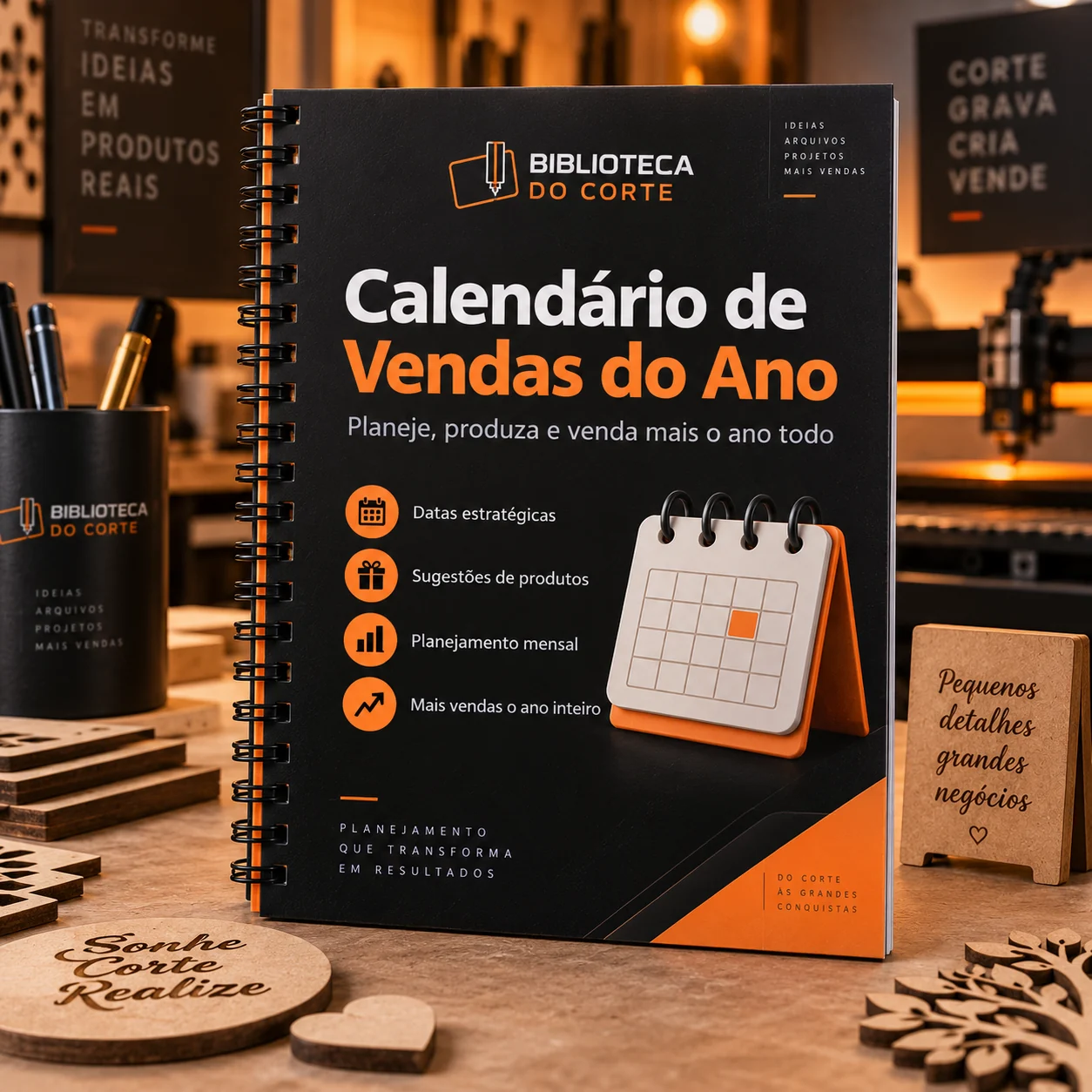 Caderno do Calendário de Vendas do Ano, com as datas que mais vendem