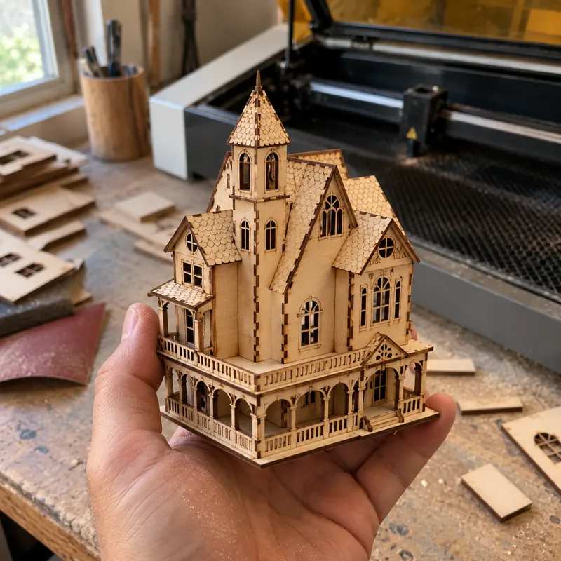 Maquetes e casas em MDF cortadas a laser