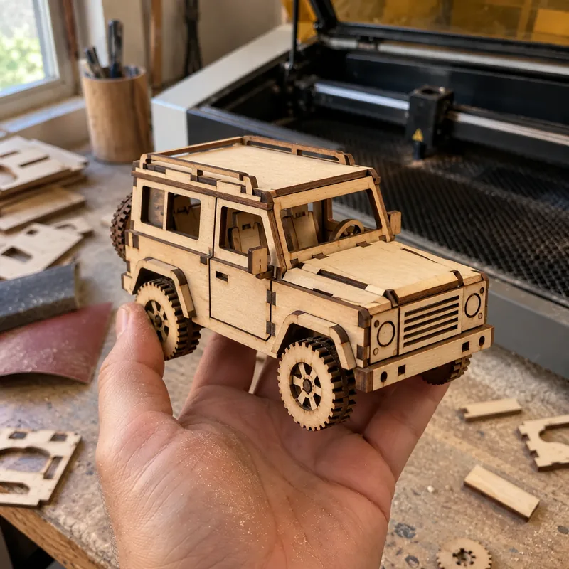 Veículos e miniaturas cortados a laser